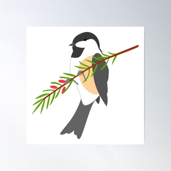 Black-Capped Chickadee Poster Wall Art, Modern Wall Decor For Living Room Bedroom, 24x24 UNFRAMED