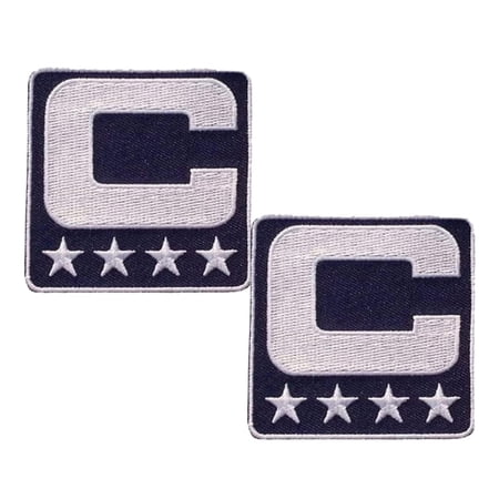 Black Captain C Patch 4 Stars Sewing On for Jersey Football, Baseball. Soccer, Hockey Jersey(Blue White)