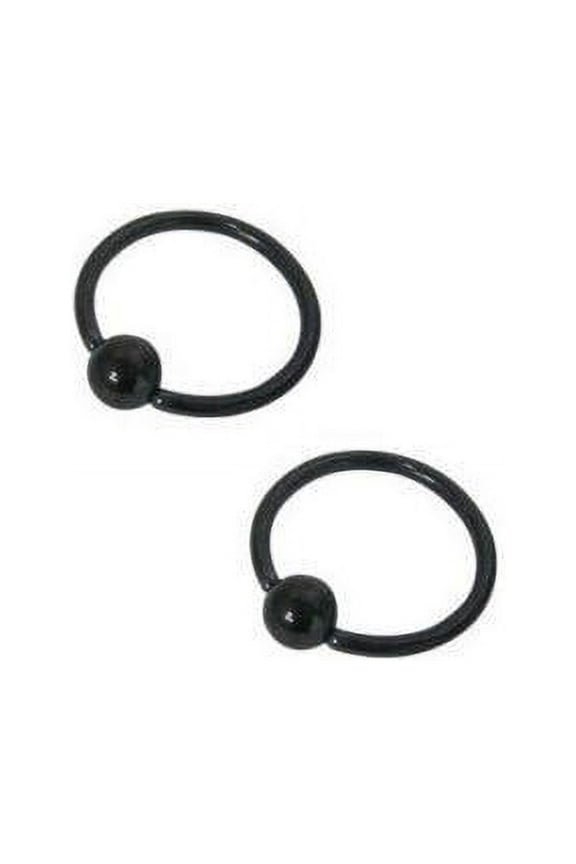 Black Captive Bead Ring Body Jewelry 16g 3/8 10mm Surgical Steel