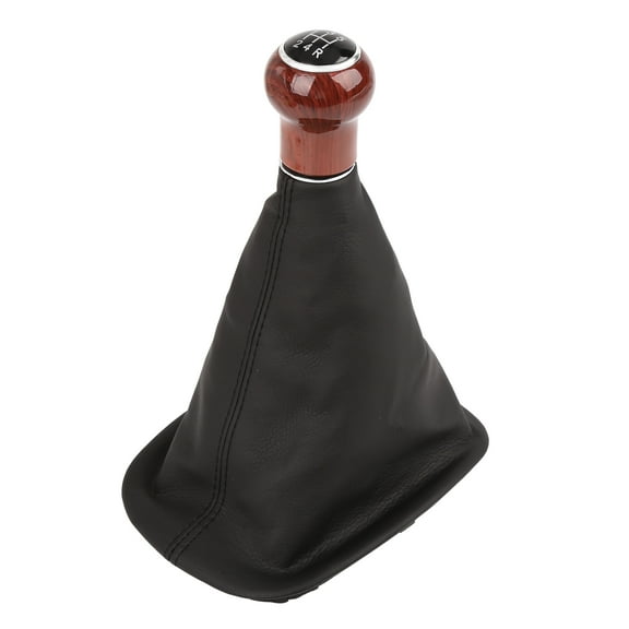Black Car 5-Speed Manual Wood Gear Shift Knob Stick Gaitor Boot Leatherette for VW Passat B5