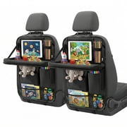 Black Car Backseat Organizer with 10 Storage Pockets &amp; Tablet Holder, Kick Mats Protector for Kids, Perfect for Family Road Trips &amp; Daily Travel Accessorie (2-Pack)