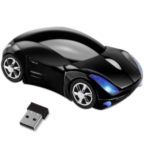 Black Car Mouse2.4G with USB Reciver 1600DPI Computer Mice Wireless for Computer Cute Wireless Mouse for Laptop Computer Tablet for Windows for Mac OS for ChristmasBlack