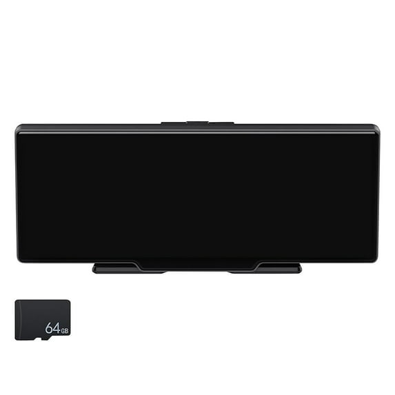 Black Car Navigation Dash Cam With 10.26 Inch Touchscreen Full Hd Recording Gps And Voice Control 64Gb Card Included 9.48X4.21 Inch