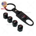 thumbnail image 1 of Black Car SUV Wheels Tire Valves Dust Stems Air Caps Keychain Ring Type R Emblem, 1 of 6