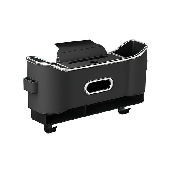 Black Car Seat Back Organizer With Cup Holder And Tissue Box Storage Pouch For Car Interior Accessories Phone Keys Sunglasses Water Bottle Easy Installation No Drill