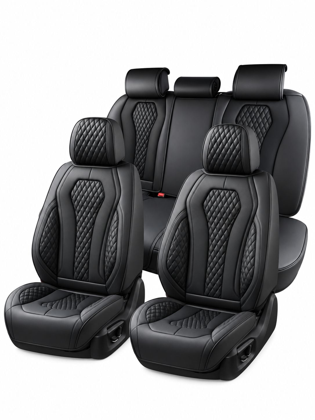 Black Car Seat Covers, Waterproof Faux Leather Full Set Seat Cover For ...