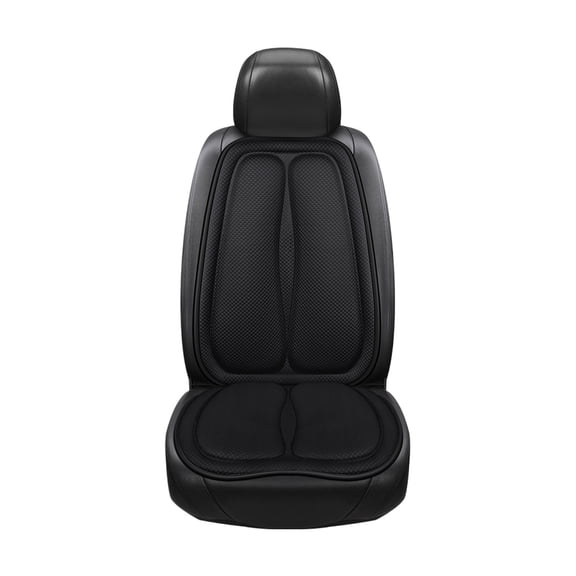 Black Car Seat Cushion + Backrest All Season Breathable Cool Pad 3-Level Adjustable Summer Winter Use Universal Fit For Cars