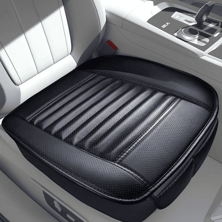 Car Front Seat Cushion, Breathable PU Leather Bamboo Charcoal Car Interior Seat Cover Cushion Pad for Auto Supplies Office Chair PU Leather Car Seat
