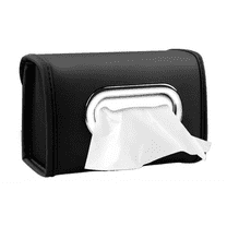 Black Car Tissue Holder, Premium Tissue Box Cover PU Leather Car Backseat Napkin Organizer Modern Decoration