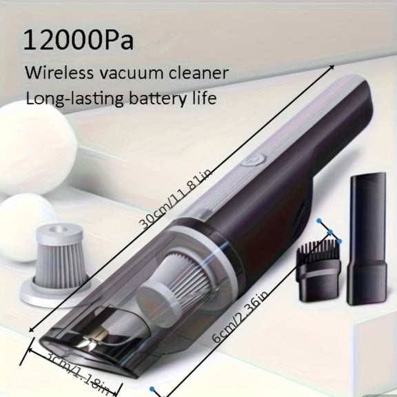 Black Car Vacuum 12000Pa Car Vacuum Portable Cordless Hand Held Vacuum Cordless, Mini Vacuum for Car, Home and Crevice Cleaning