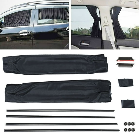 Black Car Window Curtains, Sun Shades Kit Universal for Ford GM Honda Toyota Volkswagen Cadillac Buick and More