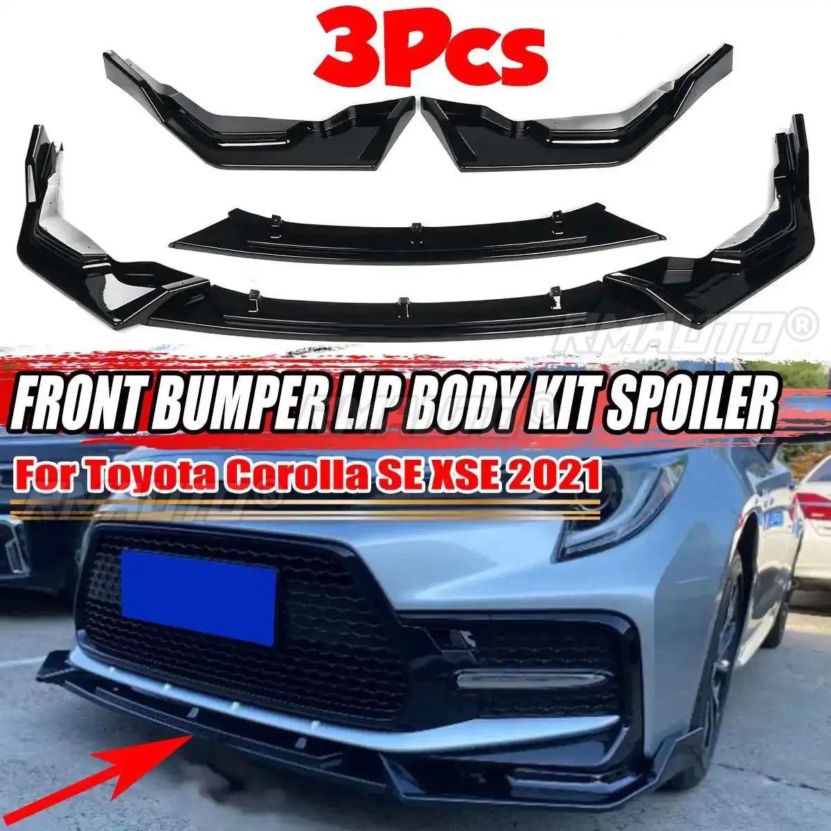 Black/Carbon Fiber Look Car Front Bumper Lip Deflector Lips Splitter ...