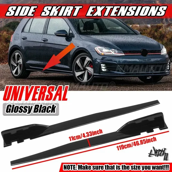 Black/Carbon Fiber Look Car Side Skirt Lip For VW For Golf MK5 MK6 MK7 CC For Passat For Jetta For Polo Side Skirt Lip Body Kit