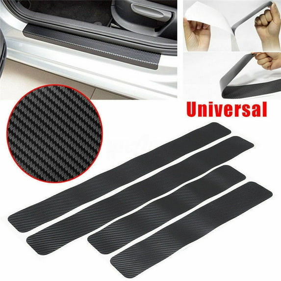Black Carbon Fiber Scuff Plate Door Sill Cover Panel Step Protector Guard 4xt