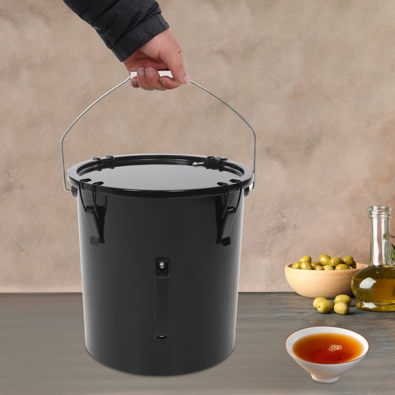 Black Carbon Steel 30x33cm Six Gallon Oil Drum With Filter Screen Four Lock Waste Oil Collection Drum Kitchen Oil Storage Drum