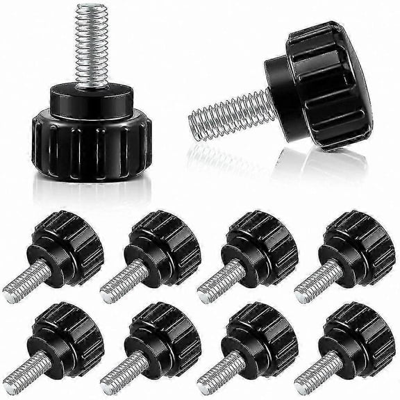 Black Carbon Steel Knurled Thumbscrew, M4 X 10mm Threaded Screw (Pack of 10)