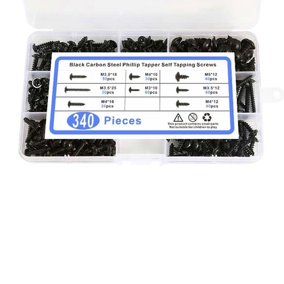 Black Carbon Steel Tapping Screws Round Screws with Washers G20863