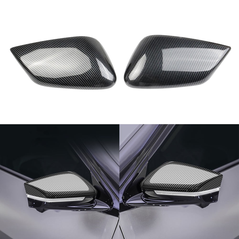 Black Carbon Style Fiber Side Mirror Molding Trim Cover For Kia Ev6