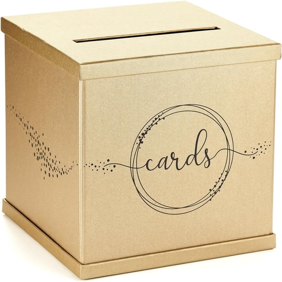 & Black Card Box, Large 10 Gift Card Holder, Envelope Box with Slot, Graduation Party, Wedding Reception, Bridal & Baby Shower, Sweet 16, Funeral, Birthday, Quinceanera, Retirement, Money Basket