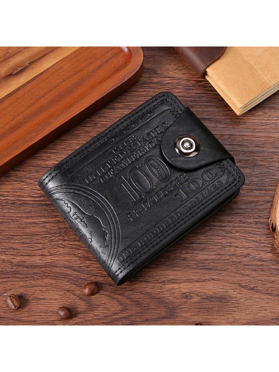 Black Card Holder Purse 100 US Dollar Pattern Wallets For Men