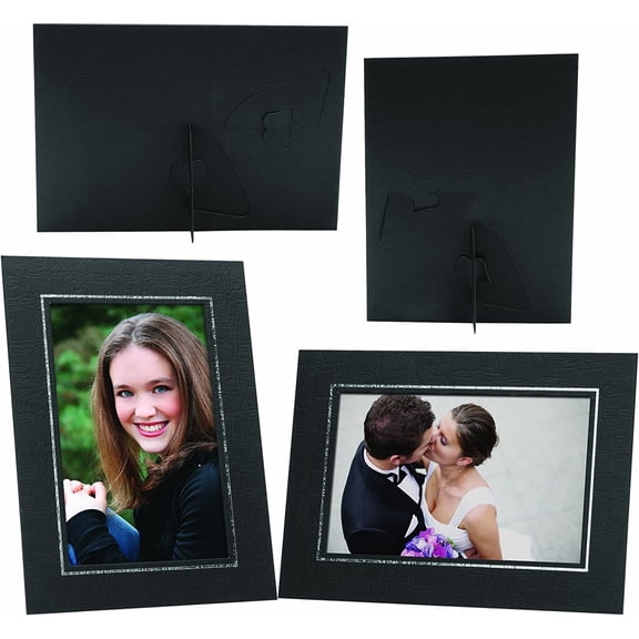 Black Cardboard Elite Easel 5" x 7" Photo Folders - Pack of 100
