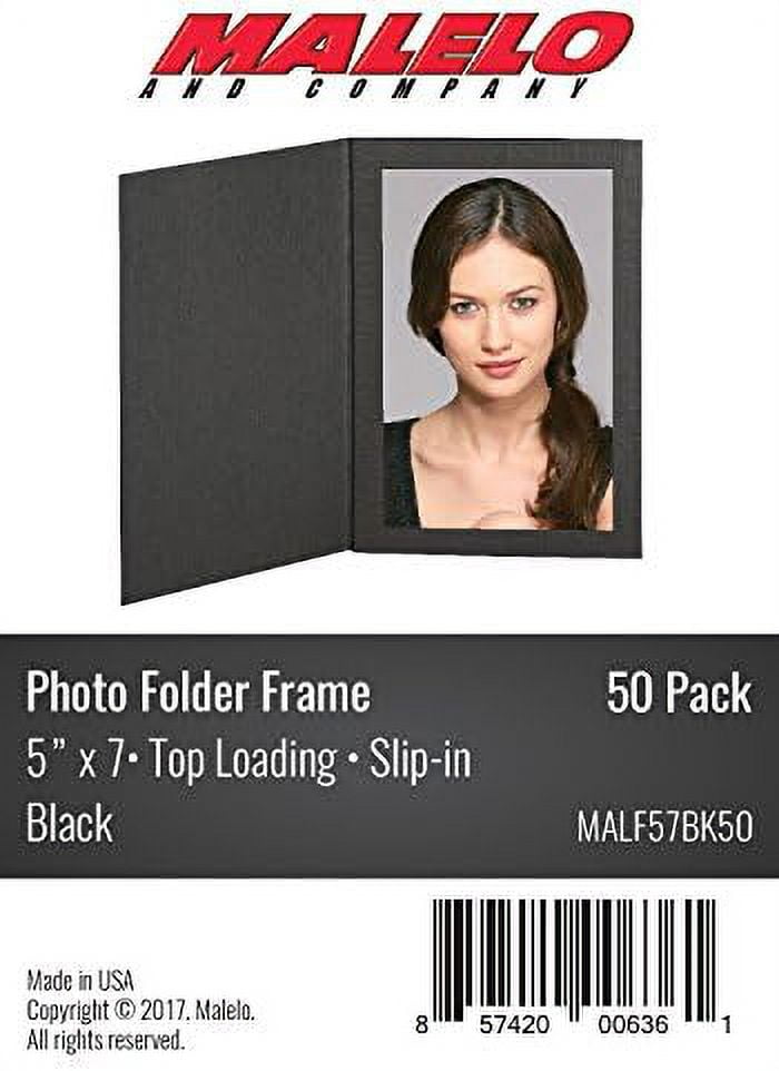 Black Cardboard Photo Folder Frame 5X7 Pack Of 50