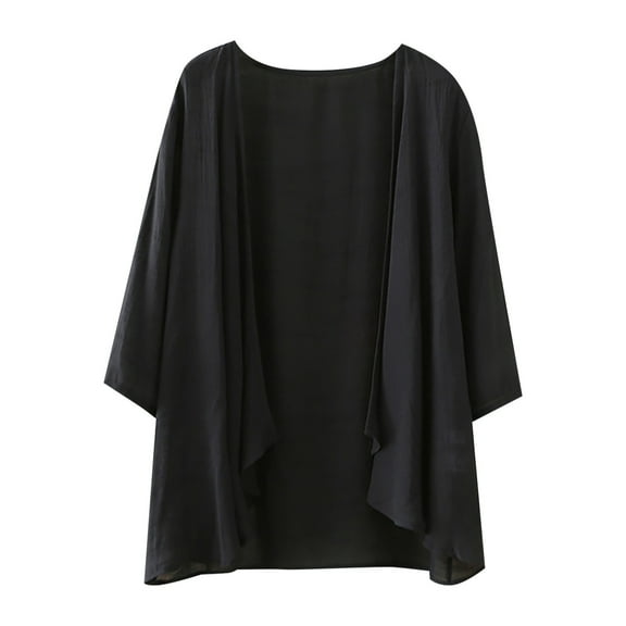 Black Cardigan Sweaters for Women, Polyester Cardigans for Women Trendy, Women Beach Casual Half Sleeve Sheer Cardigans S