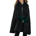 thumbnail image 1 of Black Cardigans for Women Hooded Medium Cape Winter Vintage Overcoat Fashion Button Cloak Woolen Coat Womens Long Sleeve Tops Size S, 1 of 6