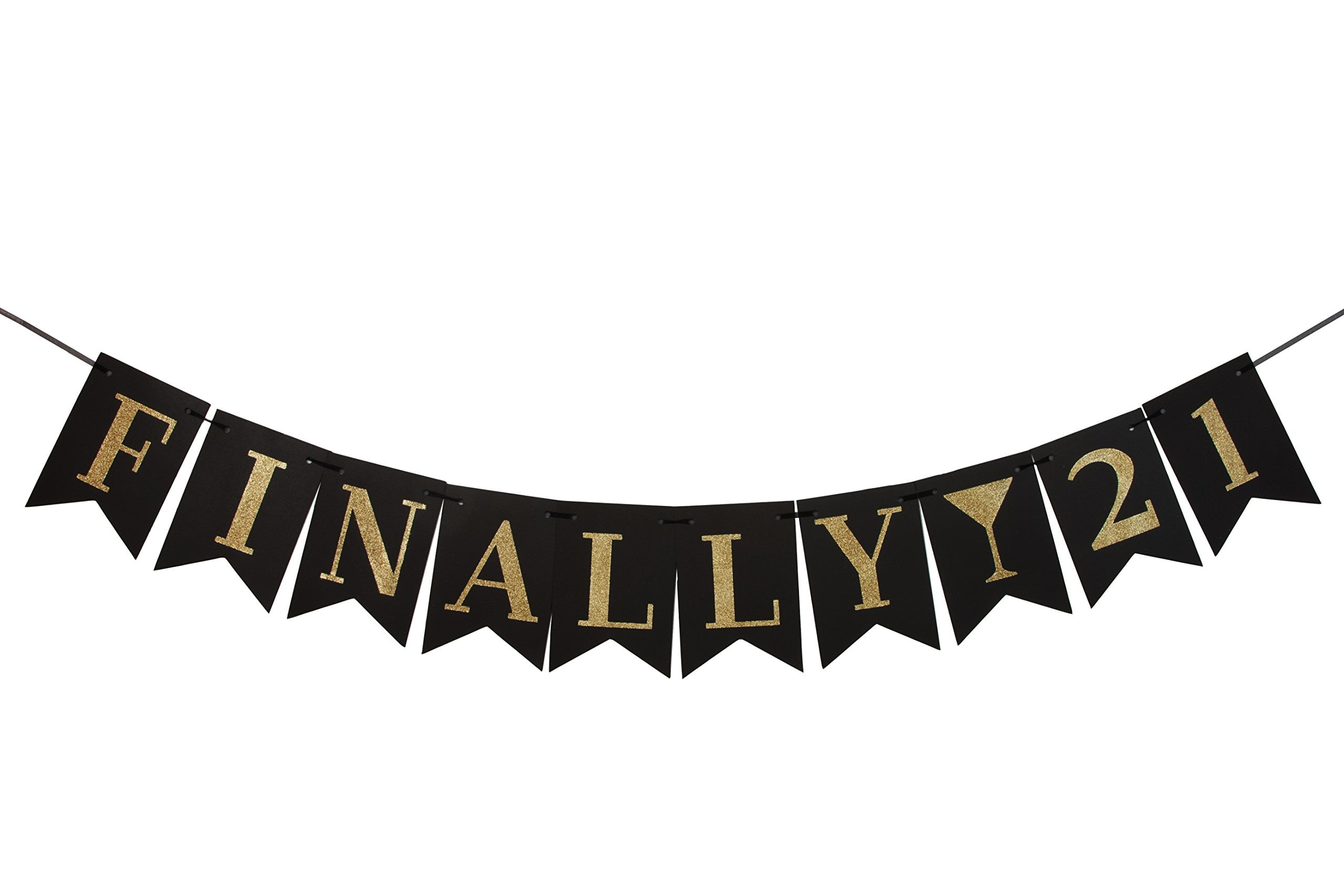 Black Cardstock Finally 21 CM31 Birthday Banner in Gold Glitter ...