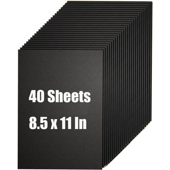 40 Sheets 8.5x11 Inches Black Cardstock, 200gsm Thick Paper for DIY Greeting Cards, Invitations, Cake Decor, Wall Art, Crafts, Black