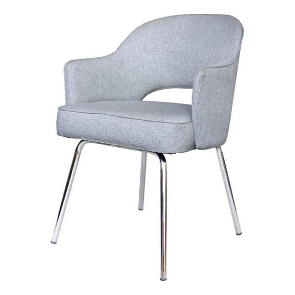 Black CaressoftPlus Modern Side to Dining Chair in Gray Linen