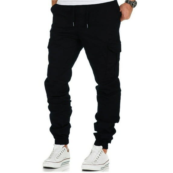 Black Cargo Pants For Men Men's Four Seasons Leisure Tooling Multi-pocket Solid Color Pants Trousers