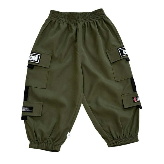 Black Cargo Pants Juniors Boys Cargo Pants Casual Elastic Waist Pull On Trousers with Multi Pockets Comfy Lounge School Pants for Boys 8-13Y