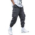 thumbnail image 1 of Black Cargo Pants Men Water Resistant Stretch Waistband Cargo Pants Military Hiking Lightweight Ripstop Joggers with Multi-Functional Pockets Quick Dry Cargo Work Pants,Gray 2XL, 1 of 3