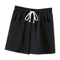 thumbnail image 1 of Black Cargo Pants Women's Elastic Waist Knee Length Casual Cotton Shorts with Woman Pants Clearance, 1 of 4