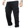 thumbnail image 1 of Black Cargo Pants for Men 2025 Fashion Multi-pocket Straight Wide Leg Pants Casual Workout Pants for Hiking Camping, 1 of 8