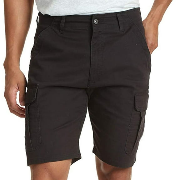 Black Cargo Shorts For Men Fashion Men'S Pocket Zipper Resilience Leisure Time Tooling Shorts Pants