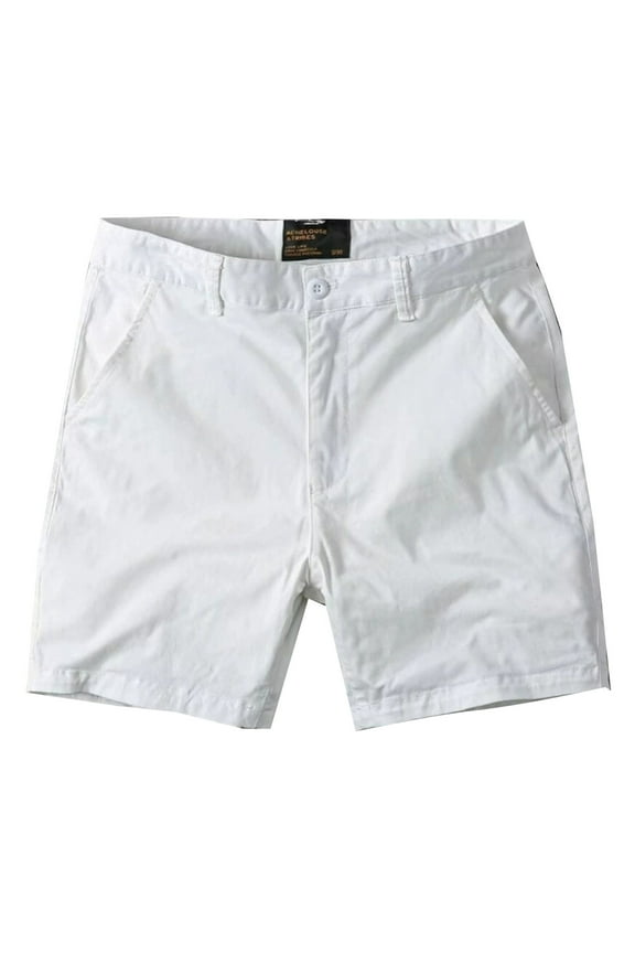 Black Cargo Shorts Men High Waisted Solid Color Hiking Outdoor Twill Track Shorts Regular Fit with Multi-Pocket,White,34