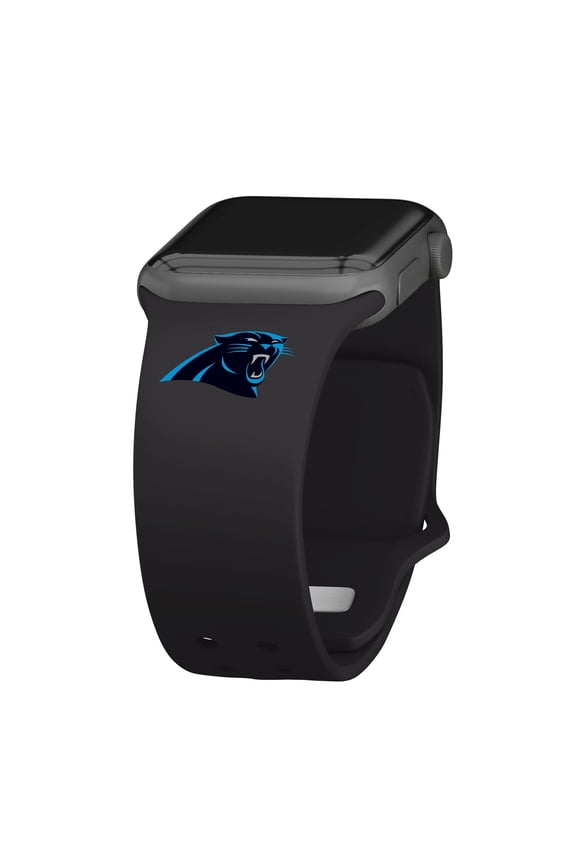 Black Carolina Panthers Logo Silicone Apple Watch Band