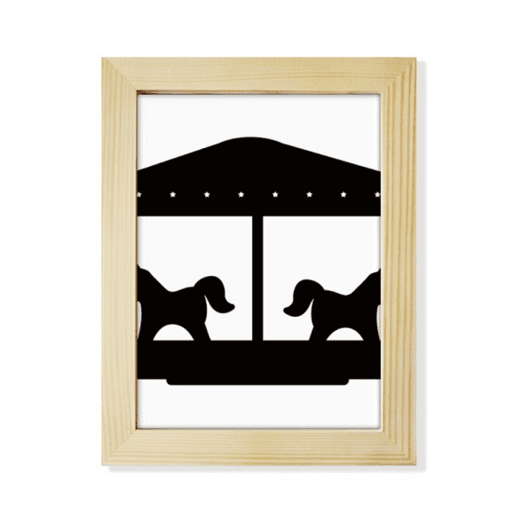 Black Carousel Amusement Park Outline Desktop Adorn Photo Frame Display Art Painting Wooden
