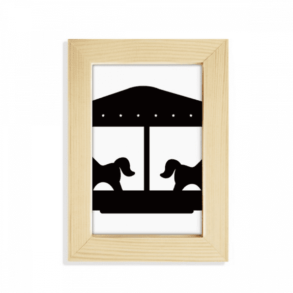 Black Carousel Amusement Park Outline Desktop Display Photo Frame Picture Art Painting 5x7 inch