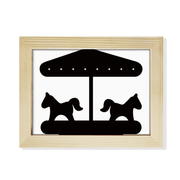 Black Carousel Amusement Park Outline Desktop Photo Frame Picture Art Decoration Painting 6x8 inch