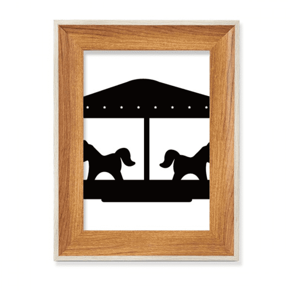 Black Carousel Amusement Park Outline Desktop Wooden Photo Frame Display Picture Art Painting Multiple Sets
