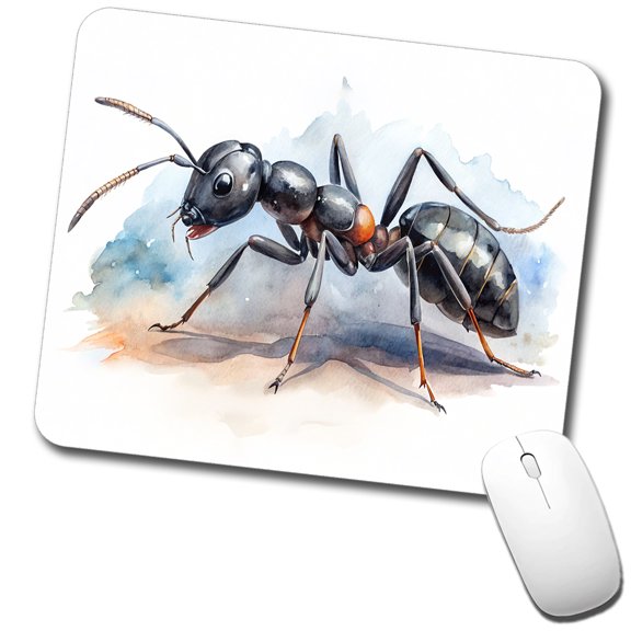 Black Carpenter Ant Watercolor Mouse Pad Low Profile Gaming Mat