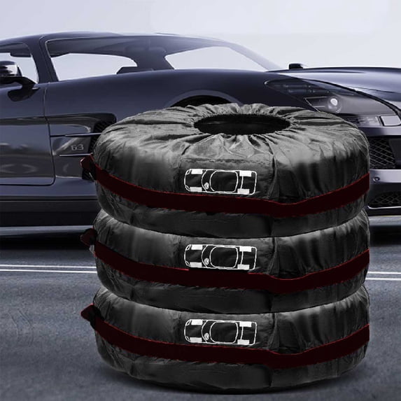 Black Cars Tire Protector,Spare Tire Storage Bag with Handle,Waterproof DustProofs Spare Wheel Tire Cover with Buckle,Durables and Convenient,Easys to Carry,Suitable for SUV CarS 19"- 31" Diameter