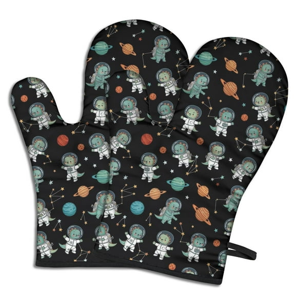 Black Cartoon Astronaut Dinosaurs Planets Pattern Shower Curtain OneSize ,Bathroom Decorative Shower Curtains Set with 12 Hooks,Modern Waterproof Washable Shower Curtain