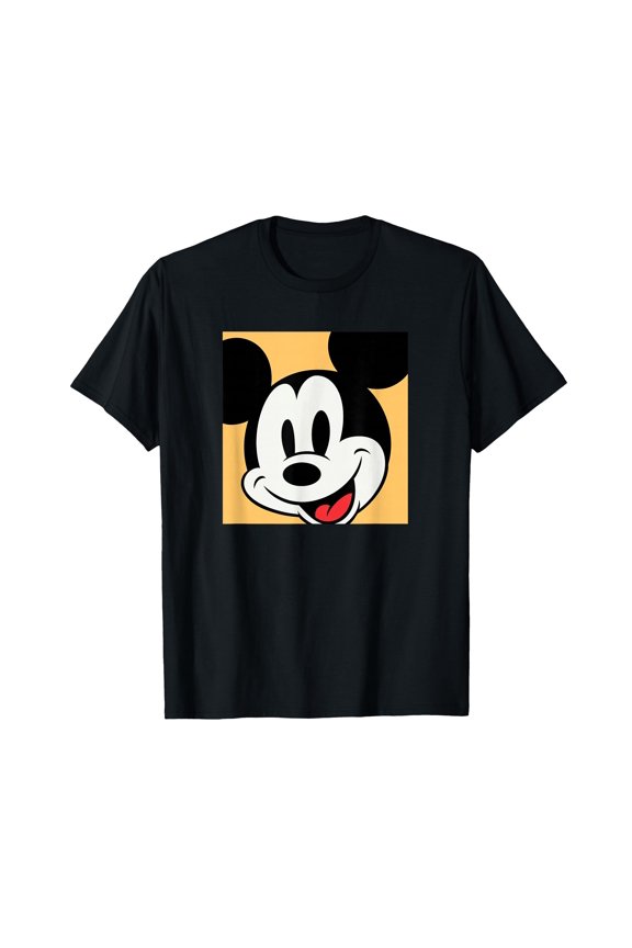Black Cartoon Character Face Boxed Portrait T-Shirt for Fun Everyday Wear