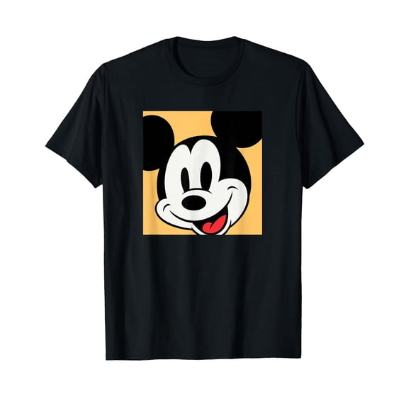 Black Cartoon Character Face Boxed Portrait T-Shirt for Fun Everyday Wear