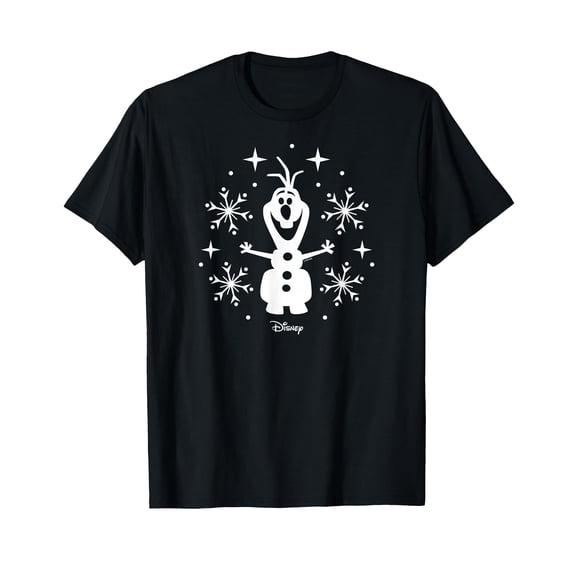 Black Cartoon Character Snowflakes T-Shirt for Fun Winter Style