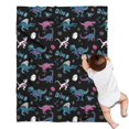 thumbnail image 1 of Black Cartoon Dinosaurs Eggs Pattern Blanket,Comfortable Soft Flannel Throw Blanket,All Season,Warm Lightweight Blankets for Sofa Bed Couch Living Room Chair,30"x40", 1 of 4